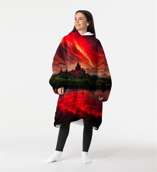 Huggie - Red Fantasy Sky - Giant Blanket Hoodie